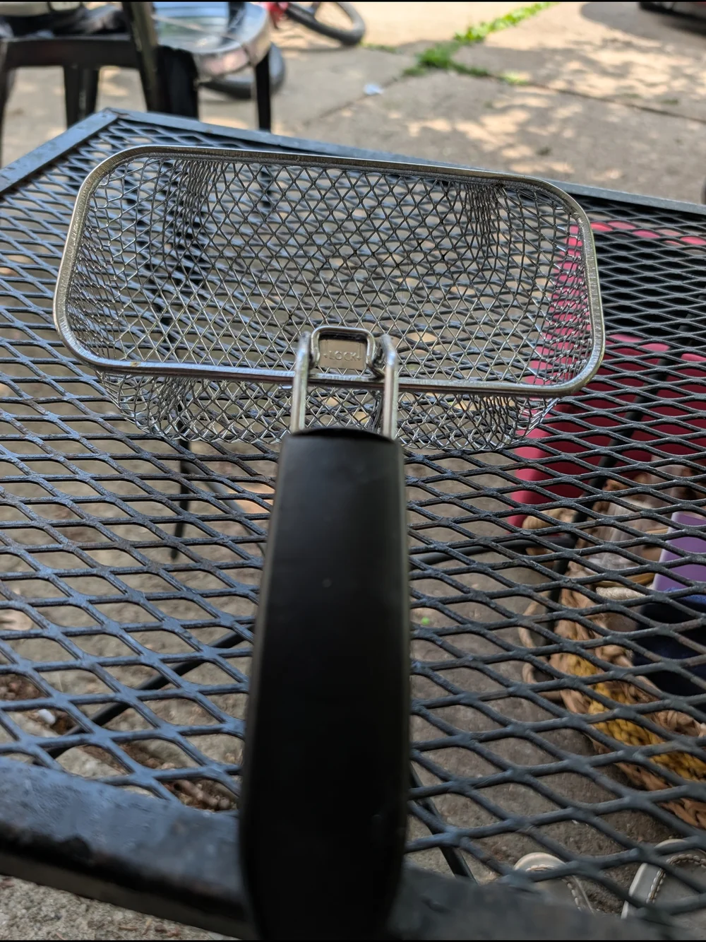 Stainless Steel Fry Basket with Black Handle